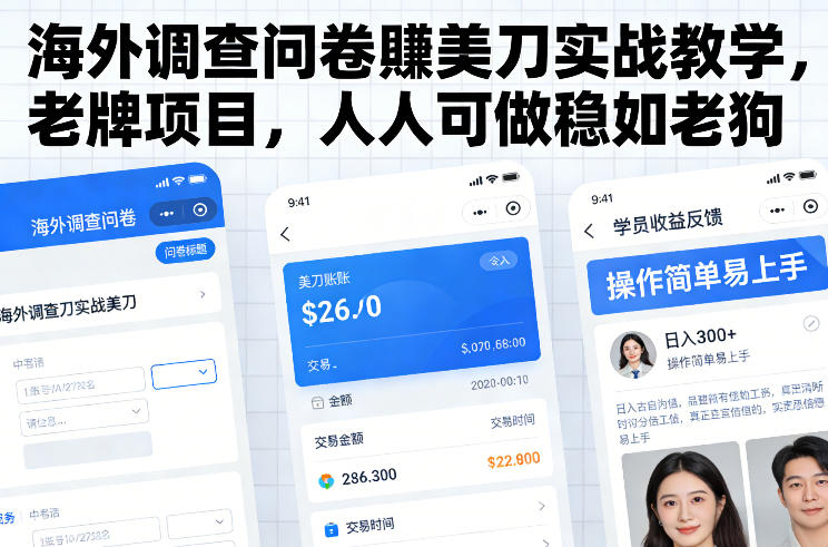 海外调查问卷賺美刀实战教学,老牌项目,人人可做稳如老狗-智云网