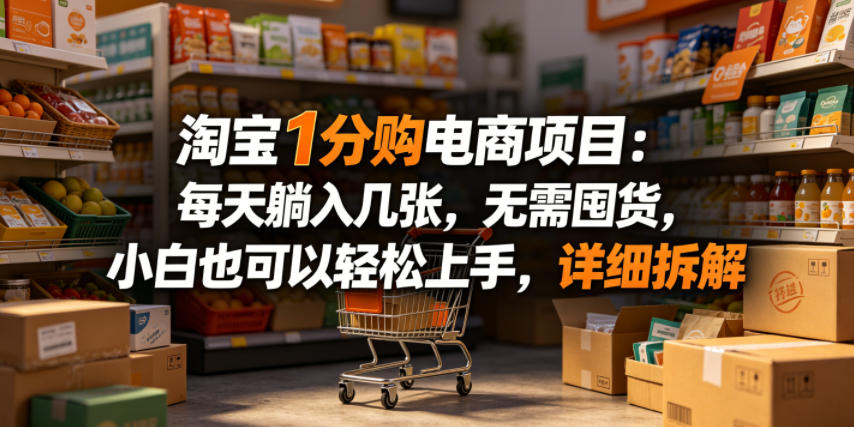 淘宝1分购电商项目：每天躺入几张，无需囤货，小白也可以轻松上手，详细拆解-智云网