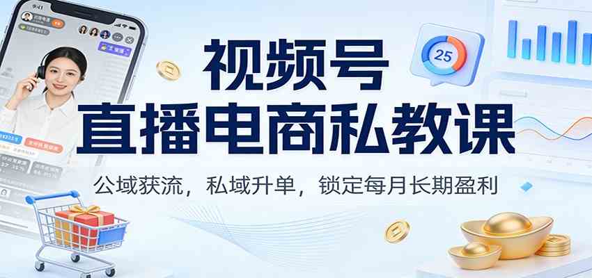 视频号直播电商私教课:公域获流,私域升单,锁定每月长期盈利-智云网