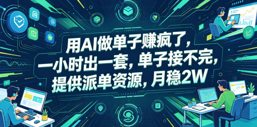 用AI做单子賺疯了,一小时出一套,单子接不完,提供派单资源,月稳2W【揭秘】-智云网