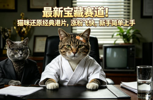 最新宝藏赛道!猫咪还原经典港片,涨粉飞快,新手简单上手-智云网