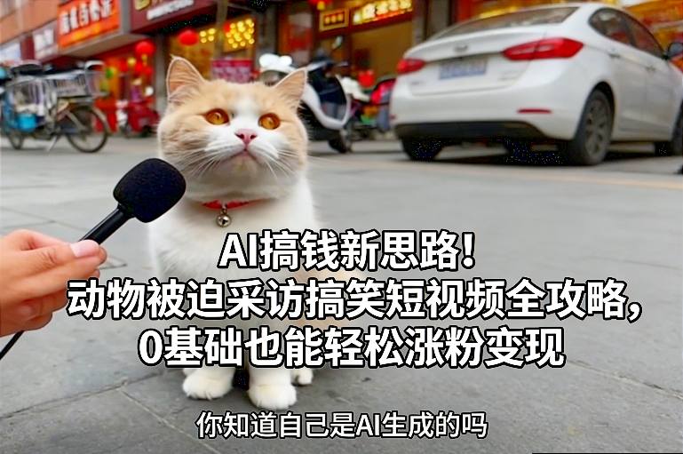 AI搞钱新思路！动物被迫采访搞笑短视频全攻略，0基础也能轻松涨粉变现-智云网