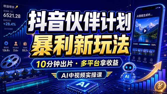 抖音伙伴计划最新玩法，无需配音剪辑，10分钟出一条原创视频，轻松日入三位数-智云网