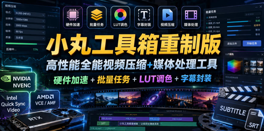 小丸工具箱重制版–高性能全能视频压缩+媒体处理工具｜硬件加速+批量任务+LUT调色+字幕封装-智云网