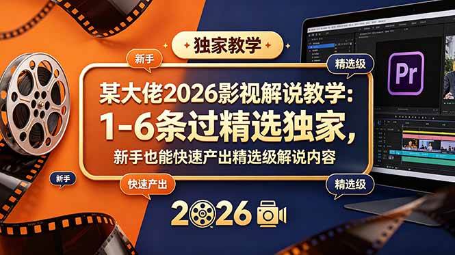 （18946期）某大佬2026影视解说教学：1-6条过精选独家，新手也能快速产出精选级解说内容-智云网