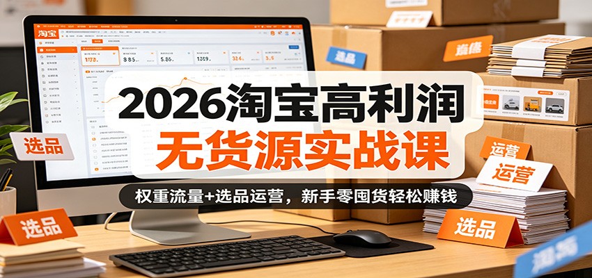 2026淘宝高利润无货源实战课:权重流量+选品运营,新手零囤货轻松赚钱-智云网
