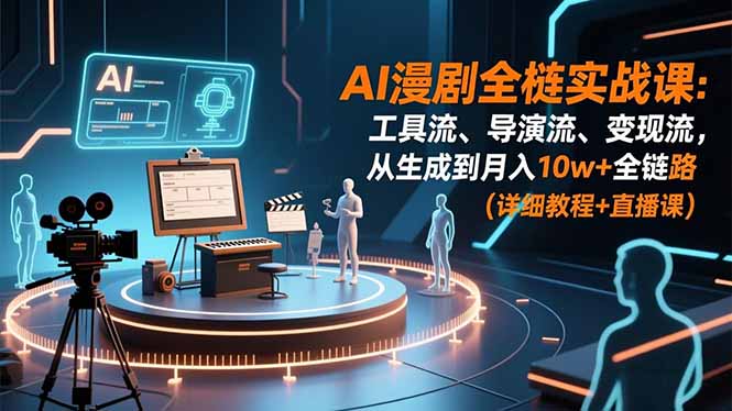 AI漫剧全栈实战课:工具流、导演流、变现流,从生成到月入10w+全链路 (详细教程+直播课-智云网