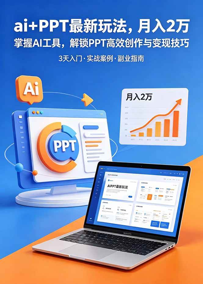 (18881期)ai+PPT最新玩法,月入2万掌握AI工具,解锁PPT高效创作与变现技巧3天入门,实战案例·副业指南-智云网