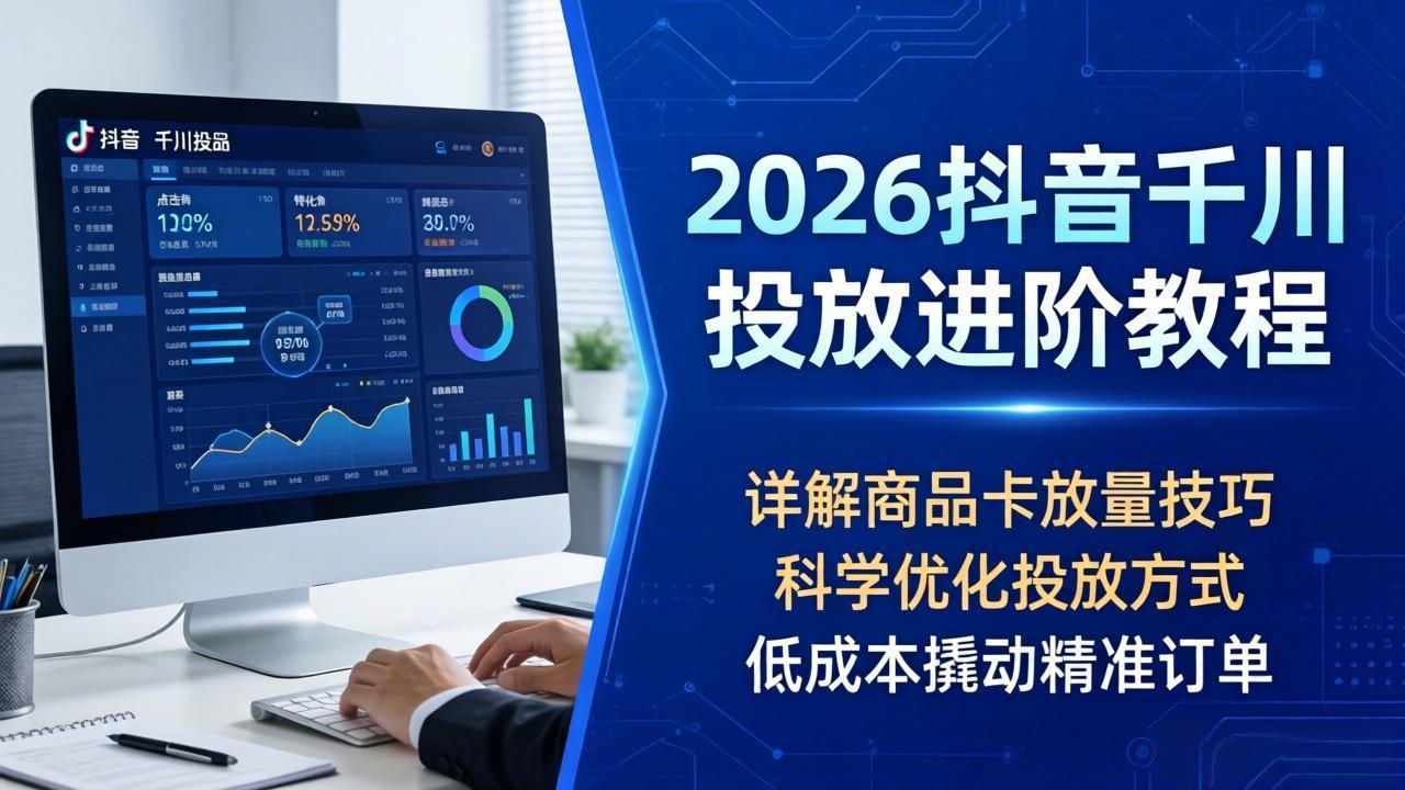 2026抖音千川投放进阶教程,详解商品卡放量技巧,科学优化投放方式,低成本撬动精准订单-智云网