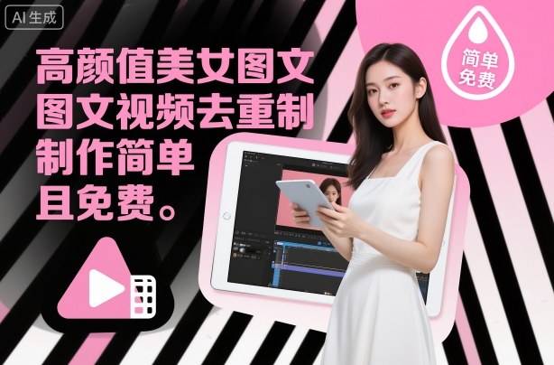 高颜值美女图文视频去重制作教学，制作简单且免费-智云网