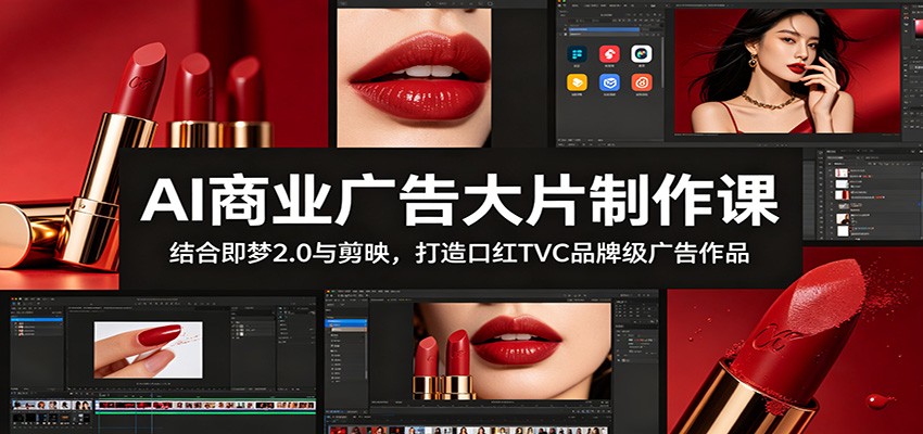 AI商业广告大片制作课:结合即梦2.0与剪映,打造口红TVC品牌级广告作品-智云网