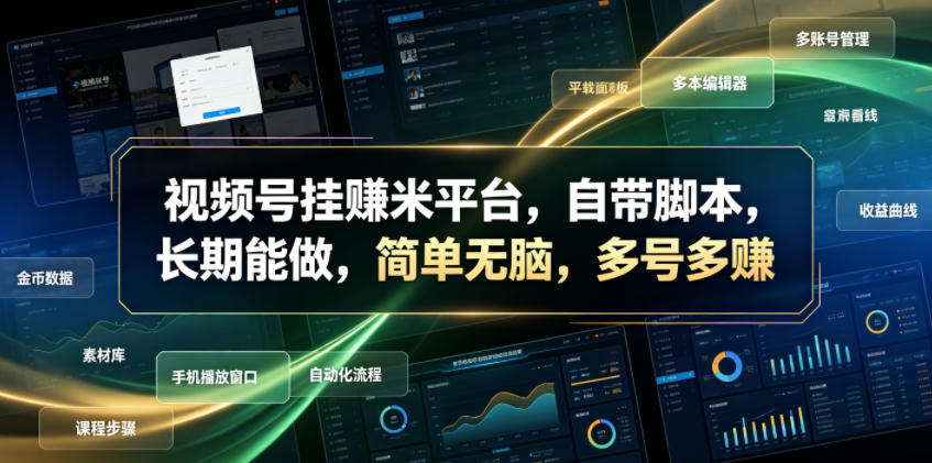 视频号挂賺米平台，自带脚本，长期能做，简单无脑，多号多賺【揭秘】-智云网