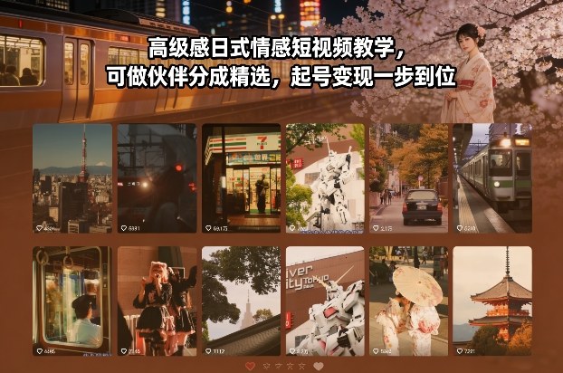 高级感日式情感短视频教学,可做伙伴分成精选,起号变现一步到位-智云网